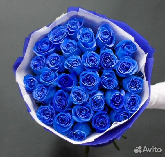 Синие Розы Натуральные Букет и Штучно / Доставка