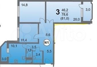 3-к. квартира, 81 м², 23/25 эт.