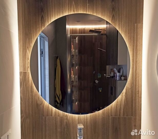 Парящее зеркало с Led подсветкой круглое