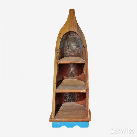 Книжный шкаф из настоящей лодки напольный деревянн