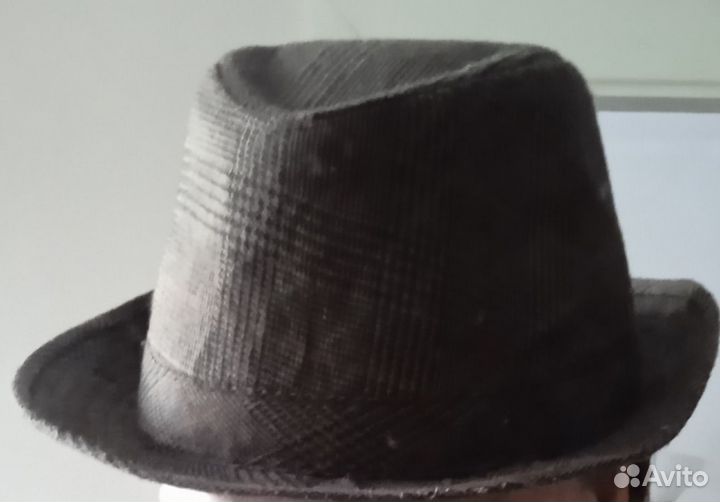 Шляпа трилби коричневая в клетку унисекс