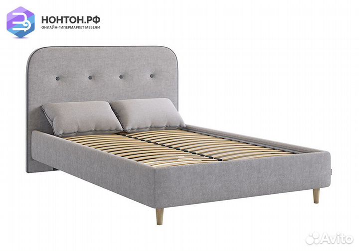 Кровать Лео велюр галька / графит