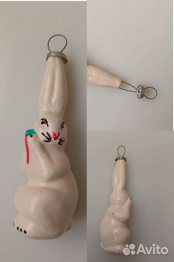 Ёлочные игрушки СССР: зайки, снегурочка, Дед Мороз