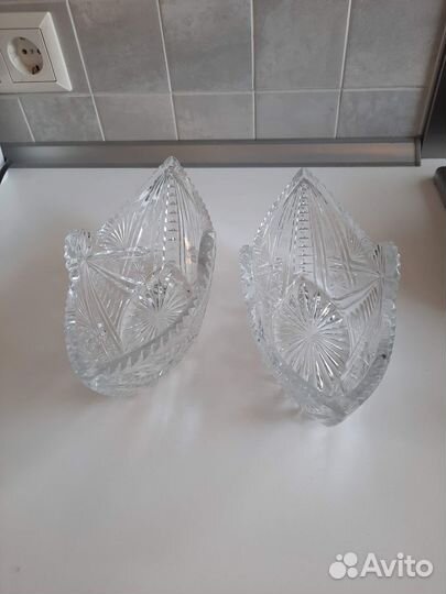 Салатница-конфетница Ладья Хрусталь СССР