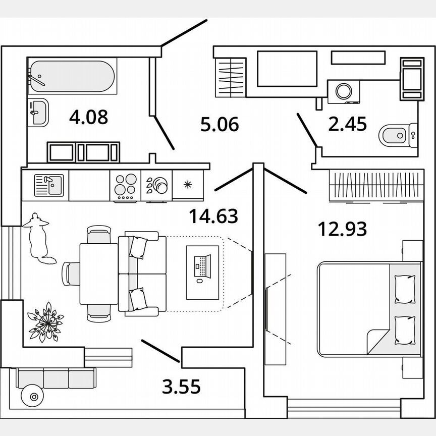 1-к. квартира, 40,9 м², 15/19 эт.