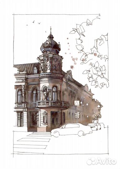 Архитектурный принт А3 Особняк Черновой