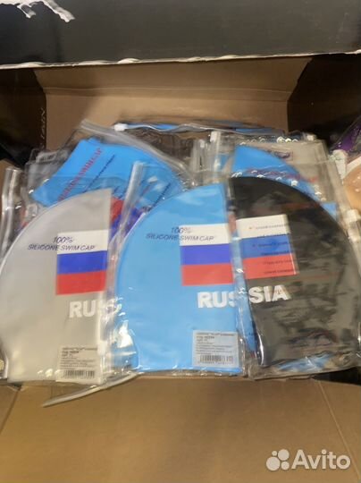 Шапки для бассейна Russia, 30-40 штук, оптом