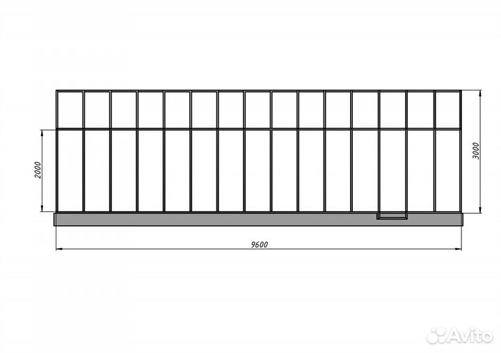 Теплица из стекла 2,6мх9,6м каркас