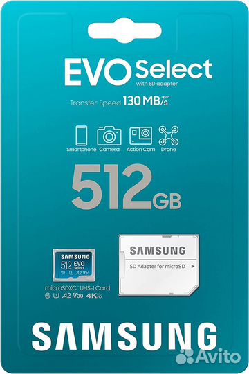 Новая USA samsung EVO Select Micro SD 512GB