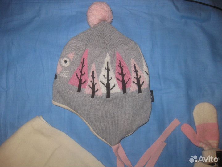 Новый зимний комплект шапка + шарф + варежки 3-7л