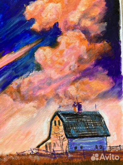 Пейзаж гелевой пастелью