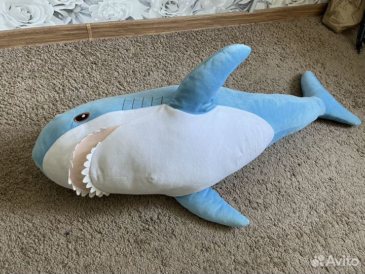 Акула из икеи 100 см голубая