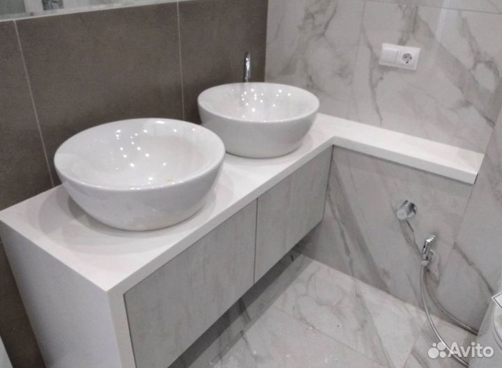 Столешница для ванной из искуственного камня