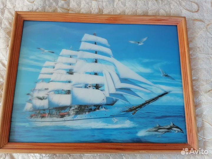 Картина парусник стерео