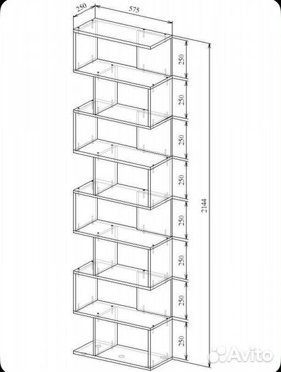 Стеллаж 57.5х25х214.4 см