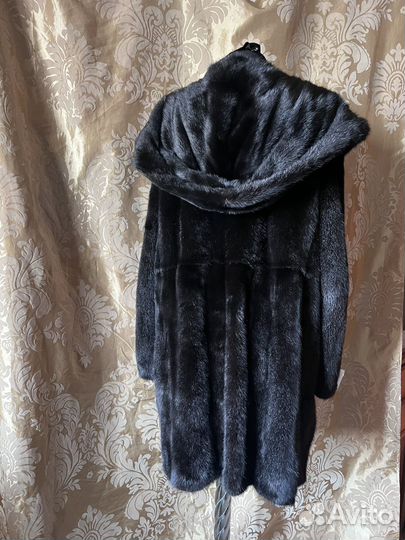 Шуба норковая с капюшоном, 48 50 52, ог 130,90 см