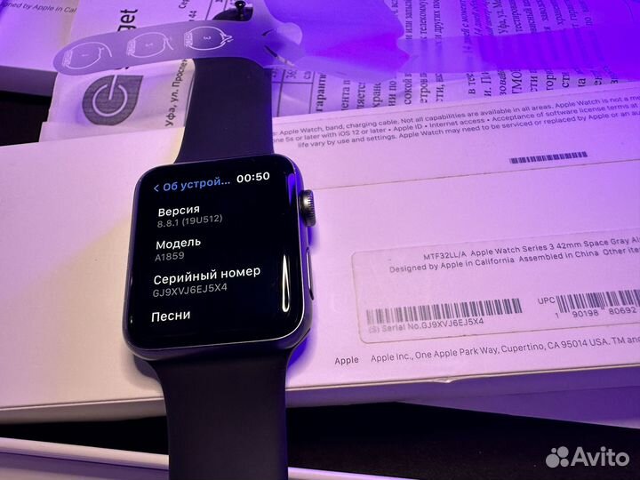 Apple watch 3 42mm Оригинал батарея на 96 есть чек