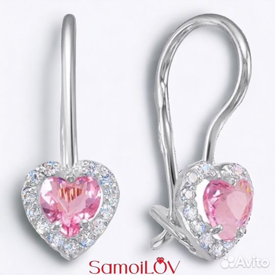 Серебряные серьги детские. С фианитами