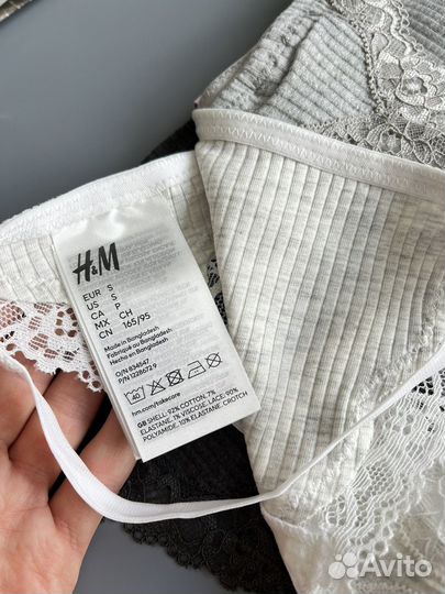 Стринги H&M (S, XL) хлопок рубчик