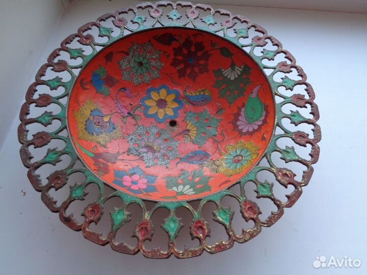 Ваза под фрукты,латунь,эмаль.Индия