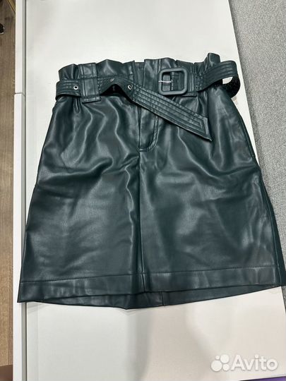 Кожаная мини юбка Zara (42 44)