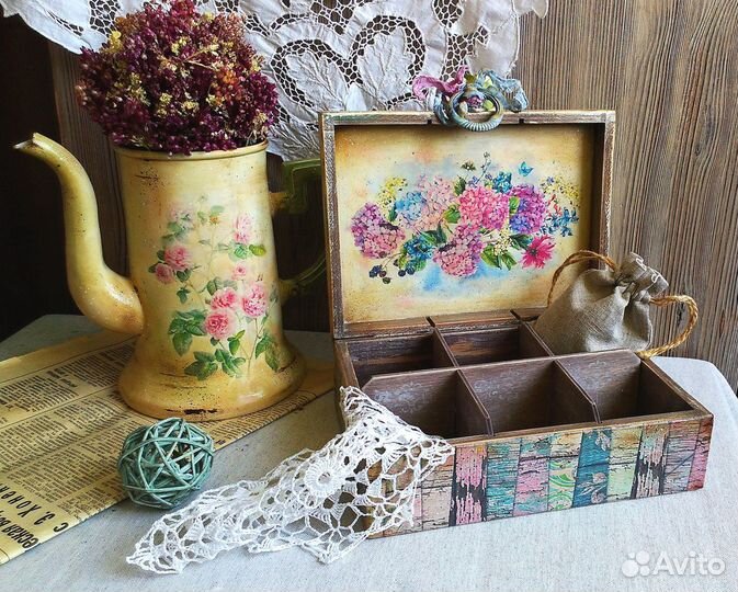 Шкатулка для чая цветы моего сада