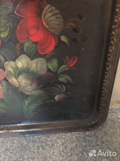 Поднос Жестово времен СССР, Городецкая роспись