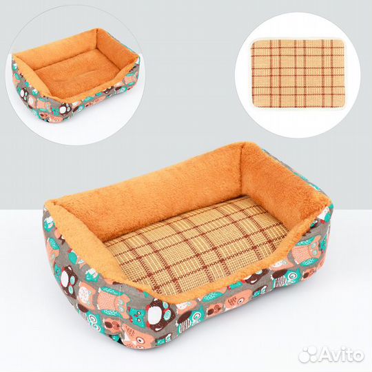 Лежанка для животных + ротанговый коврик, 45 х 30