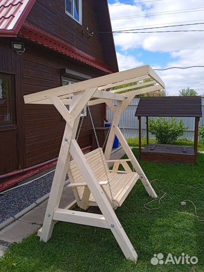 Качели садовые деревянные