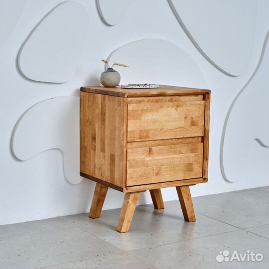 Тумба прикроватная деревянная Fusion ручки фрезы