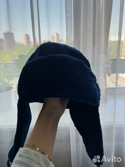 Шапка ушанка+варежки натуральный белый кролик