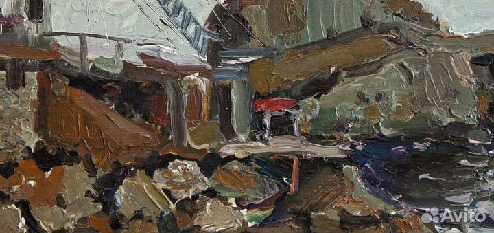 Картина маслом, морской пейзаж, Крым, ручная работ