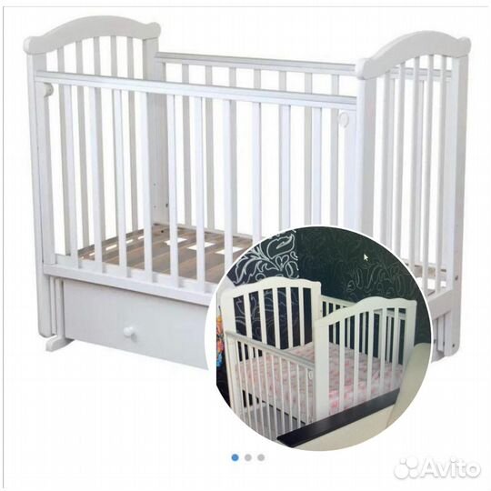 Кроватка Можга с маятником и ящиком+матрасик