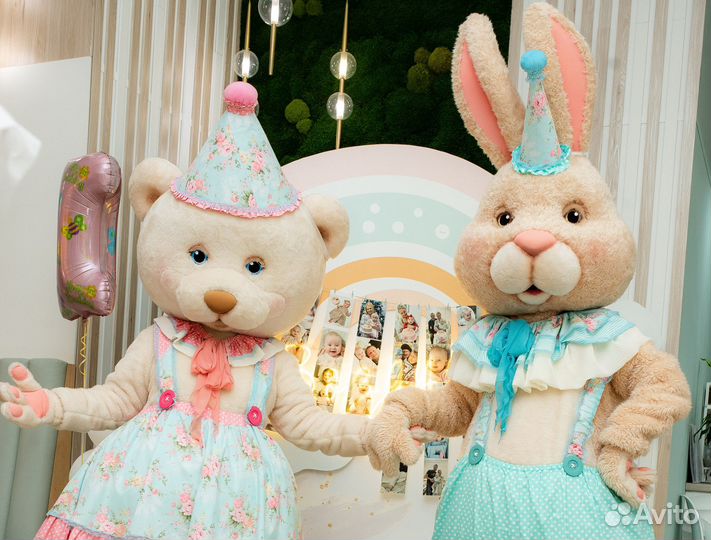 Заяц и Медведь на праздник/Ростовая кукла/Аниматор