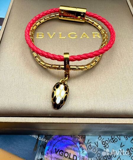 Браслет Bvlgari Vgold, натуральная кожа