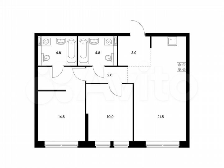 2-к. квартира, 63,3 м², 32/32 эт.