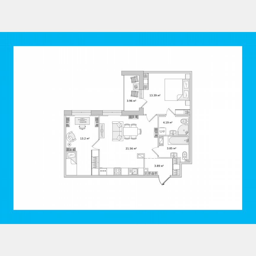 2-к. квартира, 61,2 м², 13/14 эт.
