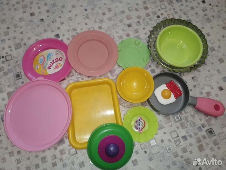Набор детской посуды, еды лотом