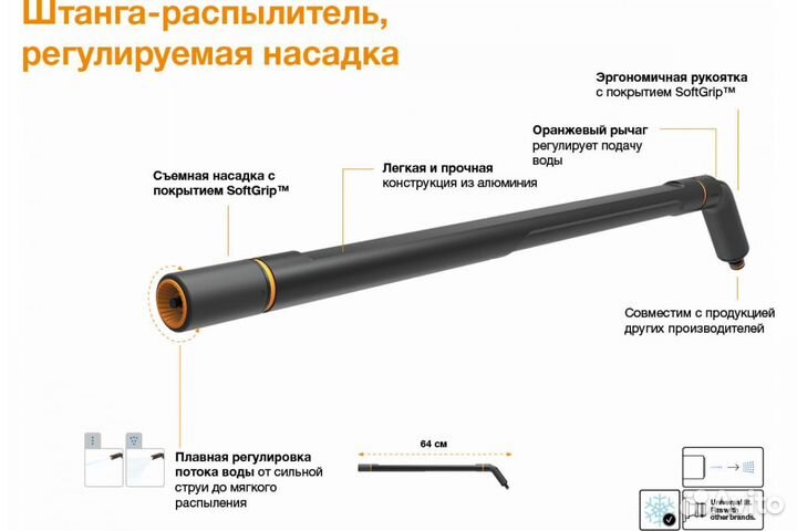 Штанга-распылитель с регулируемой насадкой Fiskars