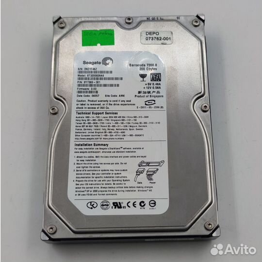 Жесткий диск ST3200826AS, Seagate, 200 Гб, SATA, 3