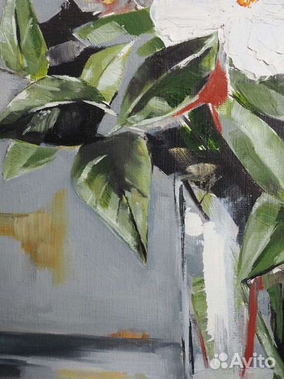 Картина маслом. Цветы. холст 50*50