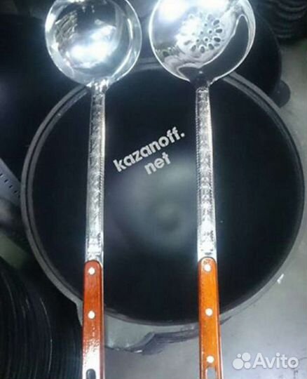 Шумовка + половник (комплект). Казанов нет