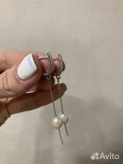 Серебряные серьги c жемчугом
