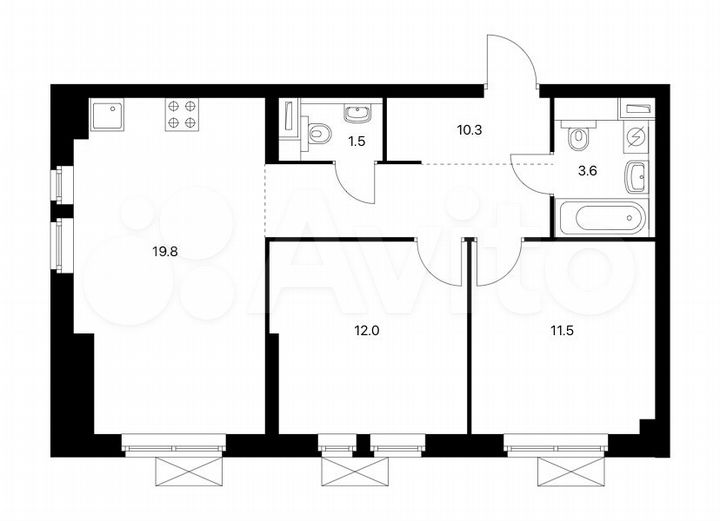 2-к. квартира, 59 м², 15/33 эт.