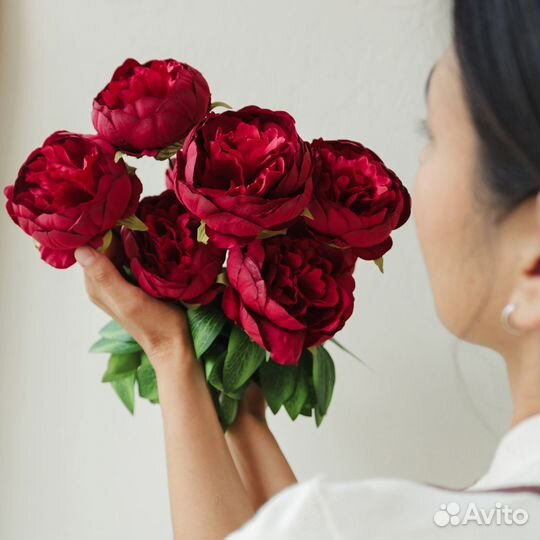 Искусственный букет цветов из 10 голов пиона