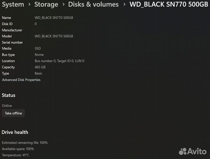 SSD M2 WD Black SN770 500 гб