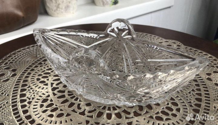 Хрустальная лодочка/салатник СССР