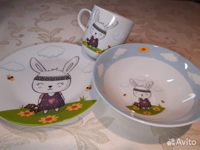 Набор посуды для детей Зайка 3 предмета