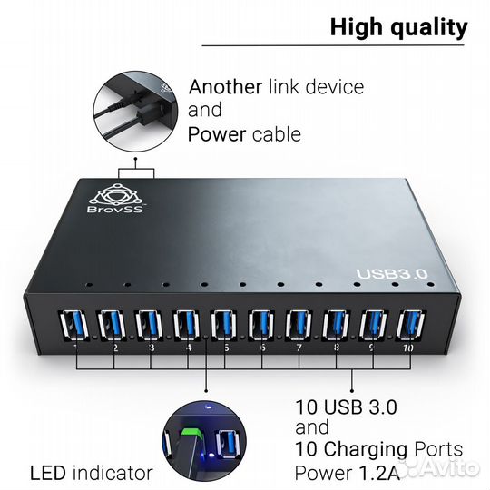 USB-Hub 10 разъемов USB 3.0