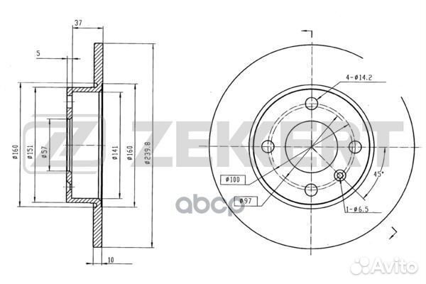 Диск торм. зад. Opel Astra F, G, H 98, Meriva